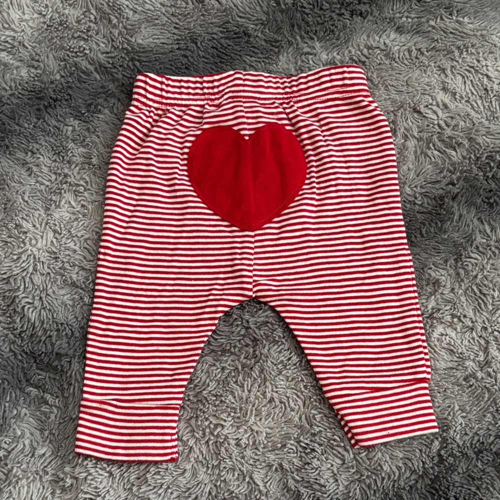 Red Striped Baby Pants with Heart